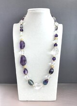 Колье аметист, горный хрусталь, флюорит 250 -  Интернет-магазин бижутерии и жемчуга " Ruspearls" , Екатеринбург 