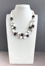 Колье жемчуг, гранат, горный хрусталь 350 -  Интернет-магазин бижутерии и жемчуга " Ruspearls" , Екатеринбург 