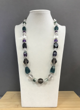 Колье раухтопаз, горный хрусталь, флюорит, аметист 260 -  Интернет-магазин бижутерии и жемчуга " Ruspearls" , Екатеринбург 