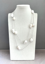 Колье серебро 925, жемчуг речной барокко 115-1090  -  Интернет-магазин бижутерии и жемчуга " Ruspearls" , Екатеринбург 