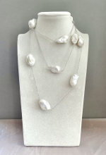 Колье серебро 925, жемчуг речной барокко 127-1980 -  Интернет-магазин бижутерии и жемчуга " Ruspearls" , Екатеринбург 