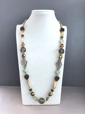 Колье раухтопаз, жемчуг,кварц 220 -  Интернет-магазин бижутерии и жемчуга " Ruspearls" , Екатеринбург 