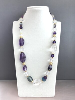Колье аметист, горный хрусталь, флюорит 250 -  Интернет-магазин бижутерии и жемчуга " Ruspearls" , Екатеринбург 