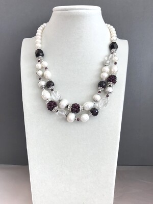 Колье жемчуг, гранат, горный хрусталь 350 -  Интернет-магазин бижутерии и жемчуга " Ruspearls" , Екатеринбург 