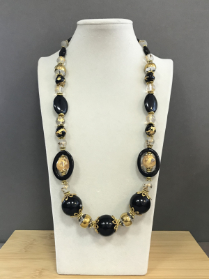 Колье агат, горный хрусталь, полимер 180 -  Интернет-магазин бижутерии и жемчуга " Ruspearls" , Екатеринбург 