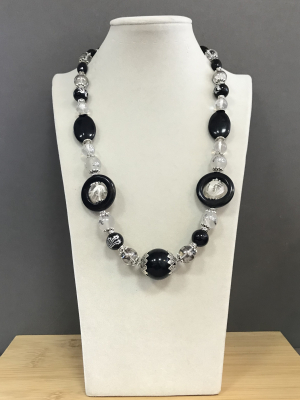 Колье агат, горный хрусталь, полимер 180 -  Интернет-магазин бижутерии и жемчуга " Ruspearls" , Екатеринбург 