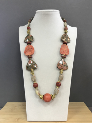 Колье коралл, яшма 250 -  Интернет-магазин бижутерии и жемчуга " Ruspearls" , Екатеринбург 