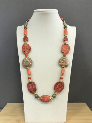 Колье коралл, яшма 180 -  Интернет-магазин бижутерии и жемчуга " Ruspearls" , Екатеринбург 