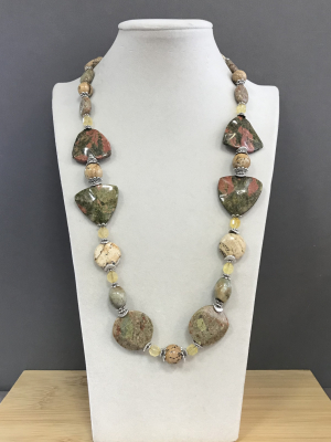 Колье  яшма, цитрин 150 -  Интернет-магазин бижутерии и жемчуга " Ruspearls" , Екатеринбург 