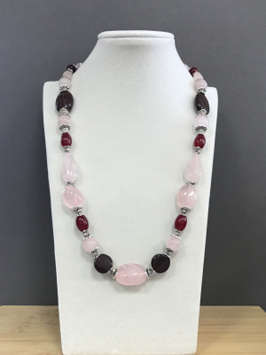 Колье розовый кварц, яшма, халцедон 150 -  Интернет-магазин бижутерии и жемчуга " Ruspearls" , Екатеринбург 
