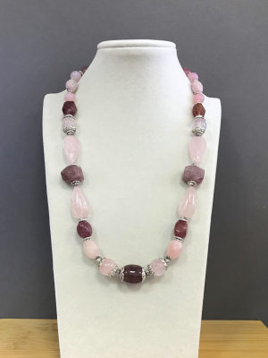 Колье розовый кварц, клубничный кварц, халцедон,морганит 150 -  Интернет-магазин бижутерии и жемчуга " Ruspearls" , Екатеринбург 