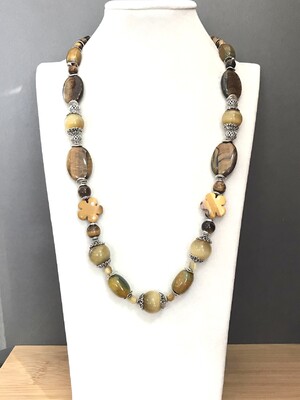 Колье тигровый глаз, яшма 150 -  Интернет-магазин бижутерии и жемчуга " Ruspearls" , Екатеринбург 