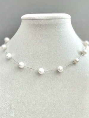 Колье серебро 925, жемчуг речной белый ж50-290* д.7,5мм -  Интернет-магазин бижутерии и жемчуга " Ruspearls" , Екатеринбург 