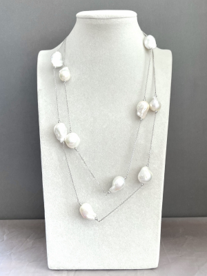 Колье серебро 925, жемчуг речной барокко 115-1090  -  Интернет-магазин бижутерии и жемчуга " Ruspearls" , Екатеринбург 