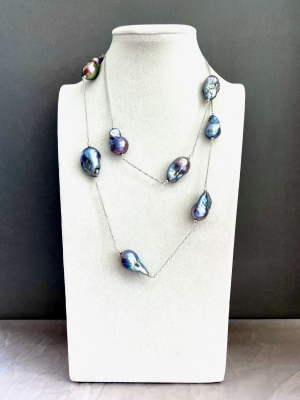 Колье серебро 925, жемчуг речной барокко 96-880  -  Интернет-магазин бижутерии и жемчуга " Ruspearls" , Екатеринбург 