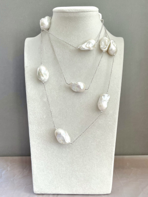 Колье серебро 925, жемчуг речной барокко 127-1980 -  Интернет-магазин бижутерии и жемчуга " Ruspearls" , Екатеринбург 