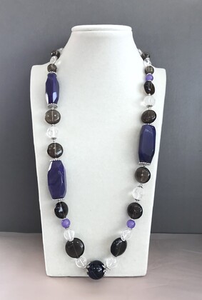 Колье агат, раухтопаз, горный хрусталь 250 -  Интернет-магазин бижутерии и жемчуга " Ruspearls" , Екатеринбург 