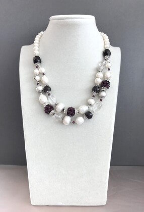 Колье жемчуг, гранат, горный хрусталь 350 -  Интернет-магазин бижутерии и жемчуга " Ruspearls" , Екатеринбург 