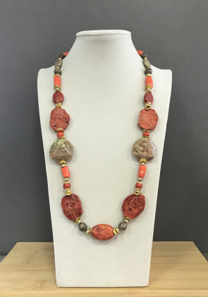 Колье коралл, яшма 180 -  Интернет-магазин бижутерии и жемчуга " Ruspearls" , Екатеринбург 