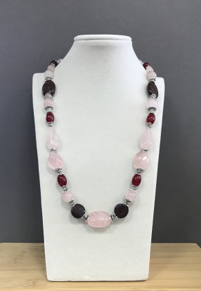 Колье розовый кварц, яшма, халцедон 150 -  Интернет-магазин бижутерии и жемчуга " Ruspearls" , Екатеринбург 