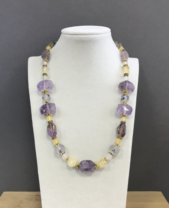 Колье аметист, цитрин, аметрин 180 -  Интернет-магазин бижутерии и жемчуга " Ruspearls" , Екатеринбург 