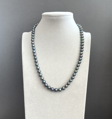 Бусы жемчуг речной черный 50-290 д.7,5мм -  Интернет-магазин бижутерии и жемчуга " Ruspearls" , Екатеринбург 