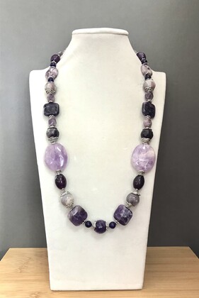 Колье аметист, лепидолит, агат 250 -  Интернет-магазин бижутерии и жемчуга " Ruspearls" , Екатеринбург 