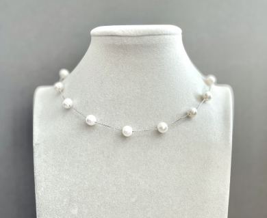 Колье серебро 925, жемчуг речной белый ж50-290* д.7,5мм -  Интернет-магазин бижутерии и жемчуга " Ruspearls" , Екатеринбург 
