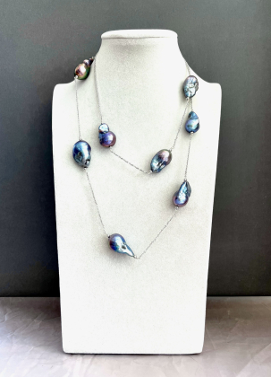 Колье серебро 925, жемчуг речной барокко 96-880  -  Интернет-магазин бижутерии и жемчуга " Ruspearls" , Екатеринбург 