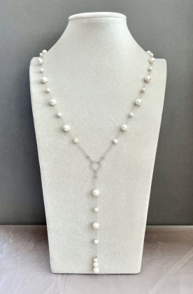 Колье серебро 925, жемчуг речной 80-930 -  Интернет-магазин бижутерии и жемчуга " Ruspearls" , Екатеринбург 