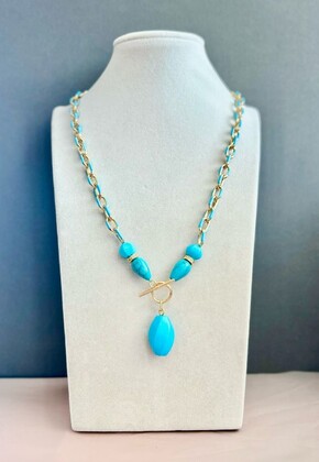 Колье цепь эмаль,бирюза реконструированная 150 -  Интернет-магазин бижутерии и жемчуга " Ruspearls" , Екатеринбург 